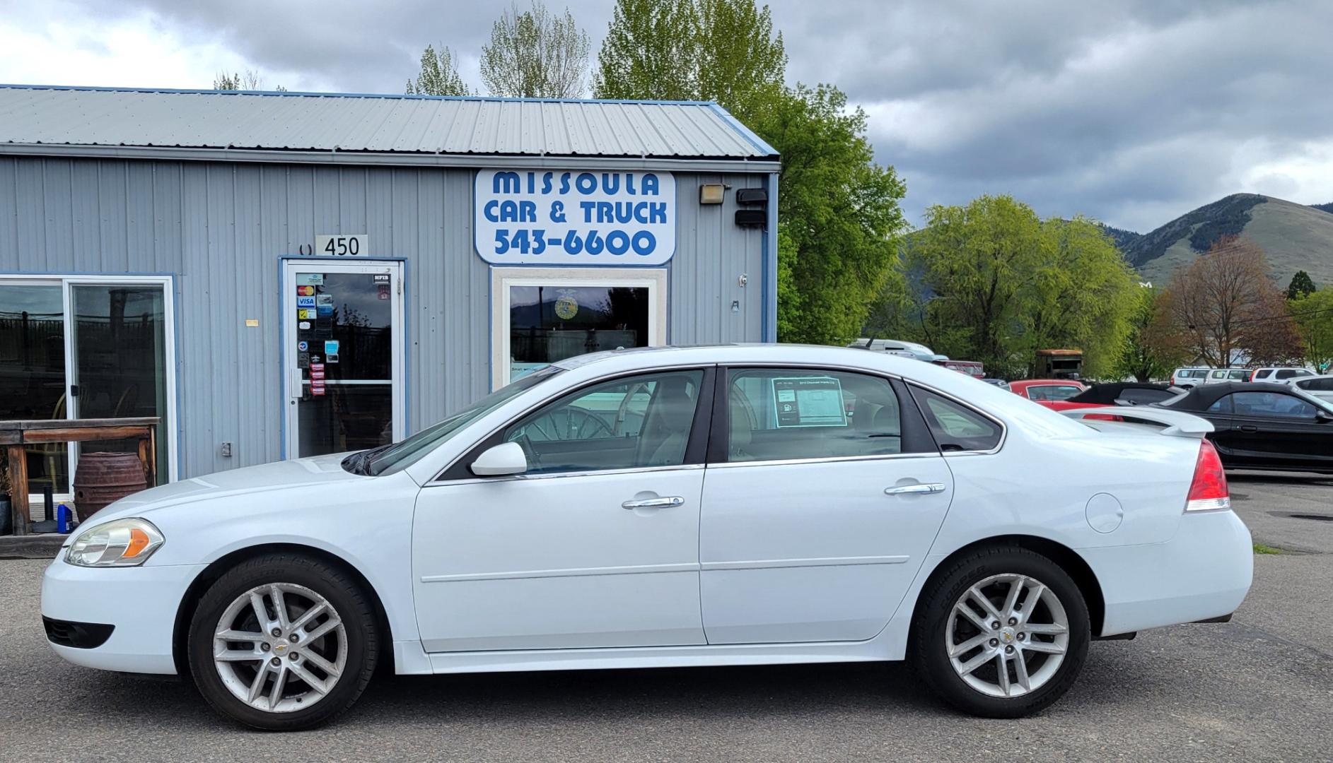 2010 White /Tan Chevrolet Impala LTZ (2G1WC5EM1A1) with an 3.9L engine, Automatic transmission, located at 450 N Russell, Missoula, MT, 59801, (406) 543-6600, 46.874496, -114.017433 - Photo#0